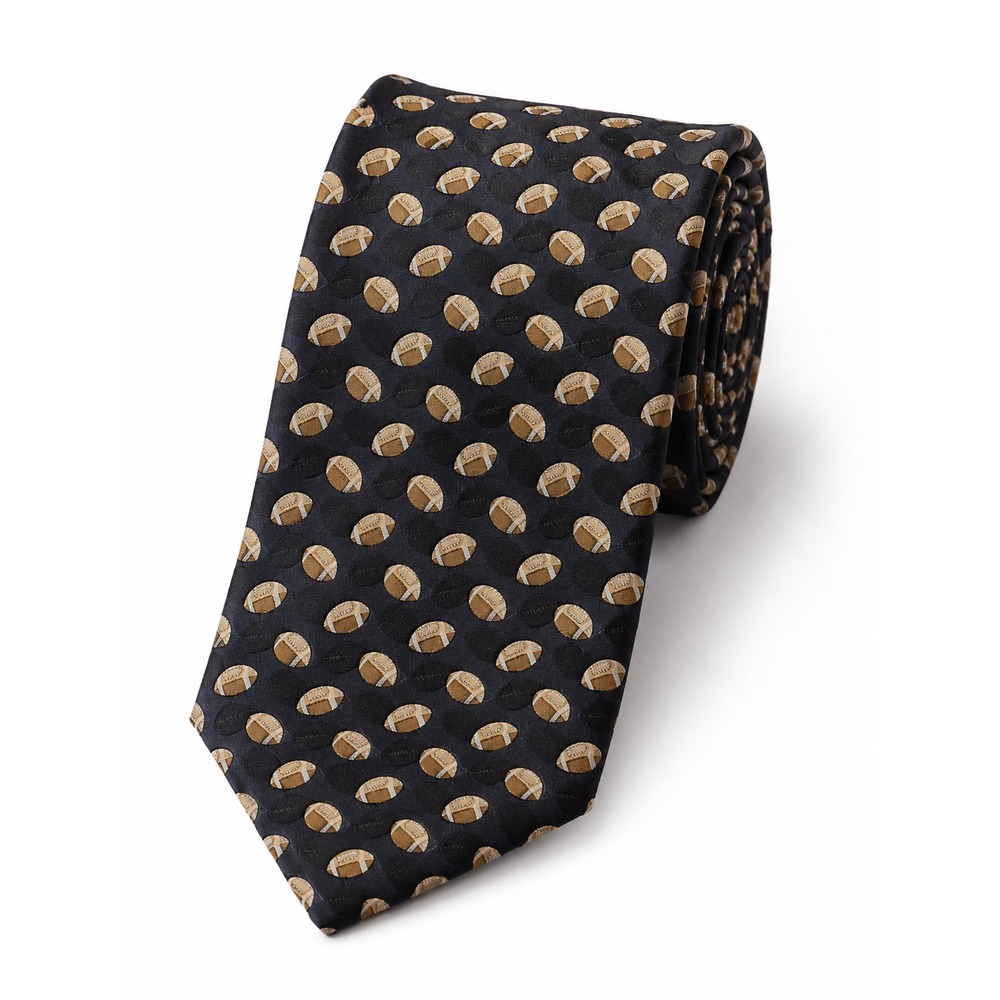 Vineyard Vines Mens Silk Tie Navy Blue Football Sports Print Hand Made USA
